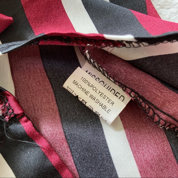 Missguided Maroon Striped Cropped Wrap Long Sleeve - Picture 6 of 7